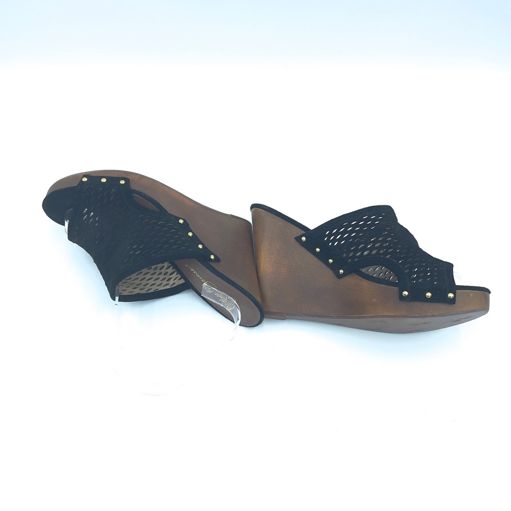 Matt Bergson Woven Leather Wedge Sandal With Gold Accents Size 9 - Picture 8 of 9